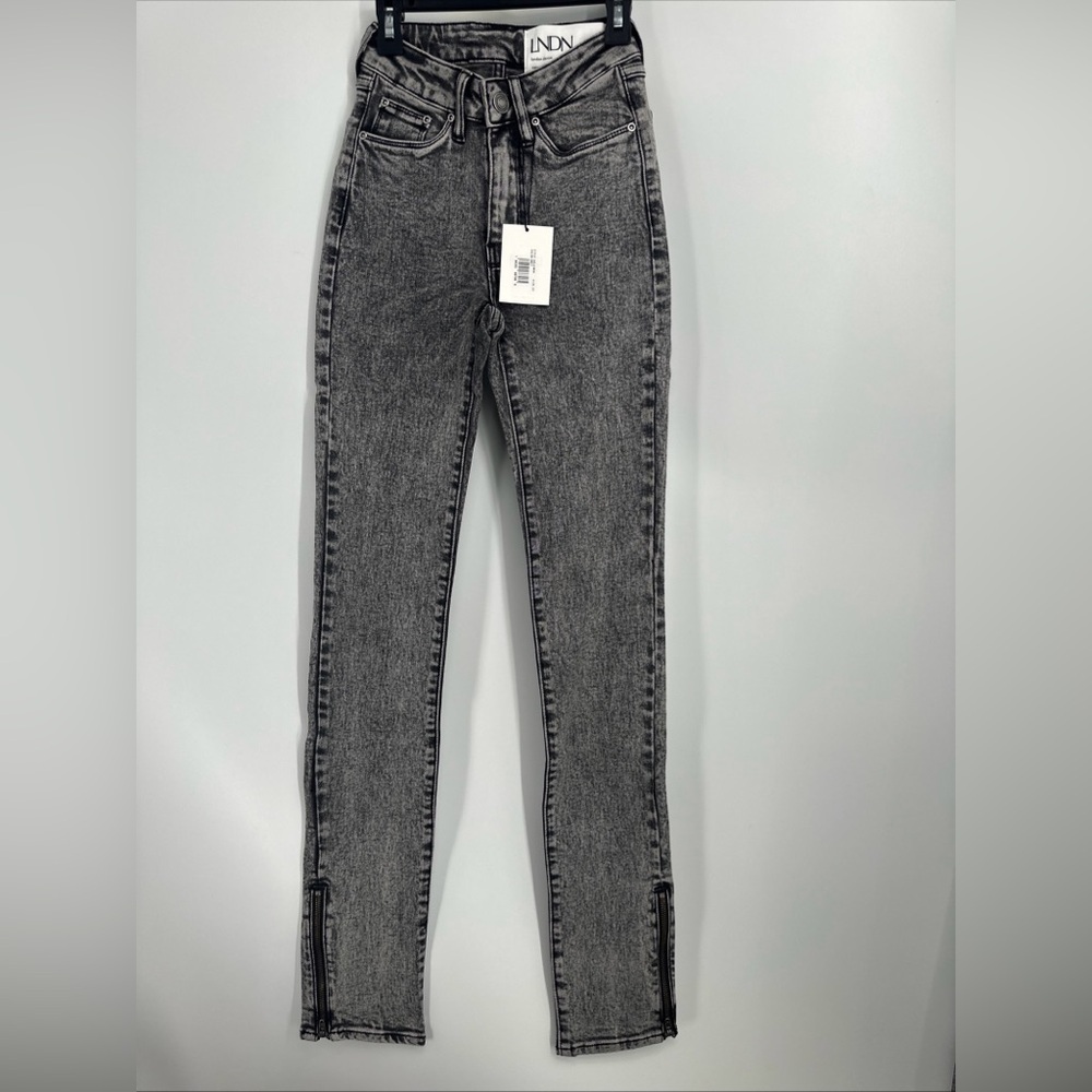 LNDN Landon Denim Acid Black Wash Ankle Zip Jeans Sz 22 (00) NWT